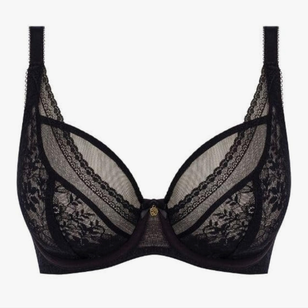 New Freya Women's Sydnie Underwire High Apex Plunge Charm Bra Black 34DDD!